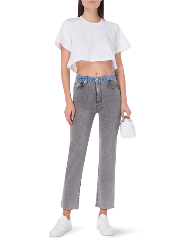 HI RISE SABINE STRAIGHT JEAN W CONTRAST WAISTBAND