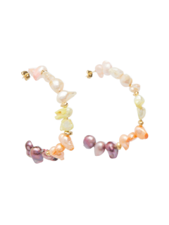 Multi-colour Pearl Gold Plated Hoop Earrings