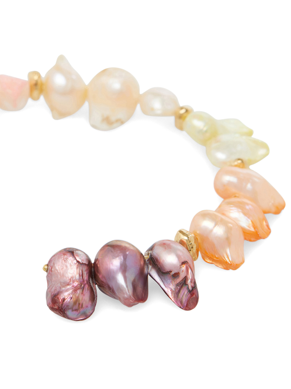 Multi-colour Pearl Gold Plated Hoop Earrings