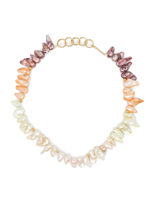 Gold Plated Multi-coloured Statement Pearl Necklace