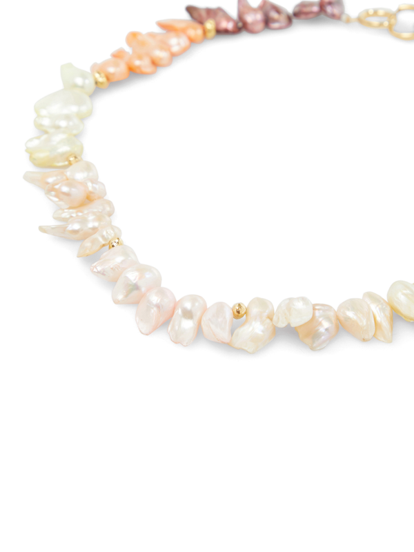 Gold Plated Multi-coloured Statement Pearl Necklace