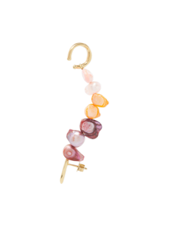 Gold Pleated Feminine Wave Coloured Pearl Ear Cuff