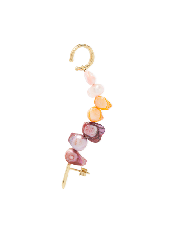 Gold Pleated Feminine Wave Coloured Pearl Ear Cuff