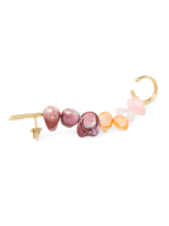 Gold Pleated Feminine Wave Coloured Pearl Ear Cuff