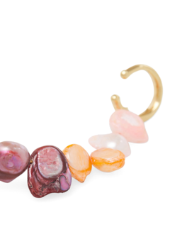 Gold Pleated Feminine Wave Coloured Pearl Ear Cuff