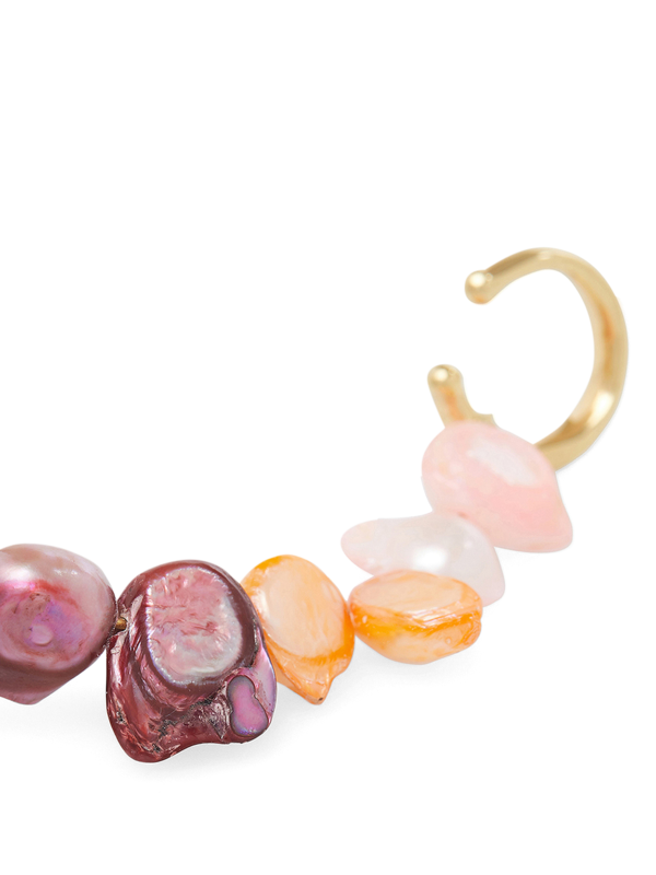 Gold Pleated Feminine Wave Coloured Pearl Ear Cuff