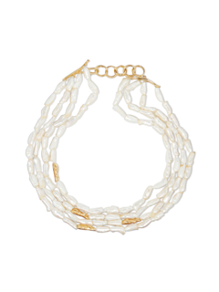 Gold Plated Waves Statement Pearl Choker Necklace