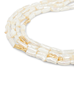 Gold Plated Waves Statement Pearl Choker Necklace
