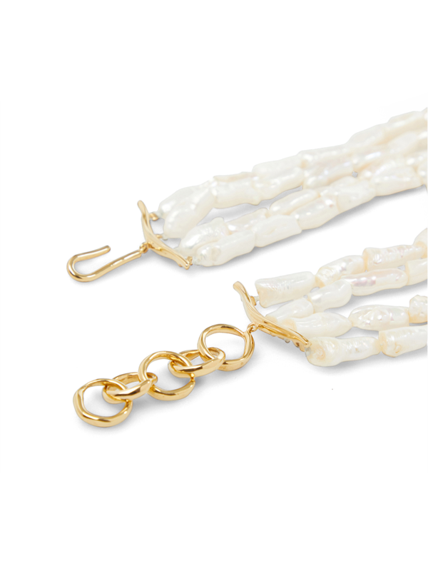 Gold Plated Waves Statement Pearl Choker Necklace