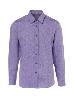 قميص من الكتان بقصة عادية وأكمام طويلة