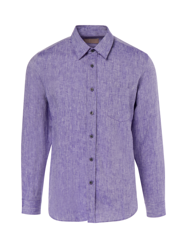 قميص من الكتان بقصة عادية وأكمام طويلة