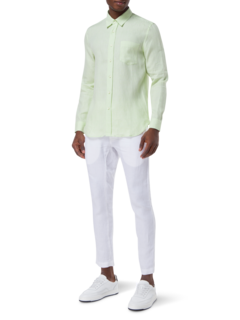 قميص من الكتان بقصة عادية وأكمام طويلة