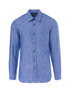 قميص من الكتان بقصة عادية وأكمام طويلة