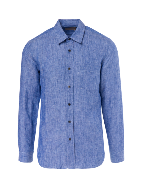 قميص من الكتان بقصة عادية وأكمام طويلة