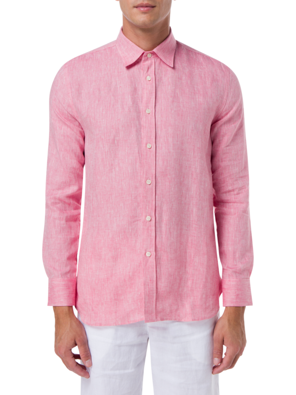 قميص من الكتان بياقة ذات أزرار