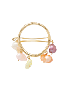 Waves Link Hair Clip with Multi-coloured Pearls
