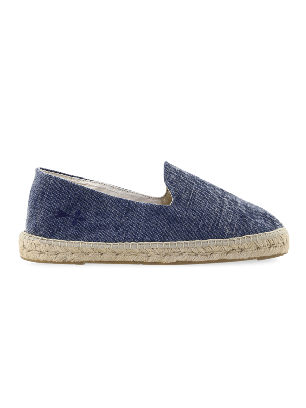 Denim Blue Espadrilles with Embossed Logo
