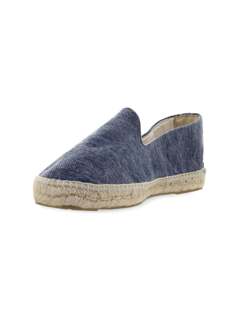 Denim Blue Espadrilles with Embossed Logo