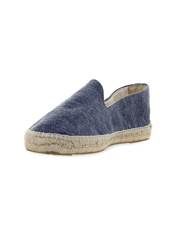 Denim Blue Espadrilles with Embossed Logo