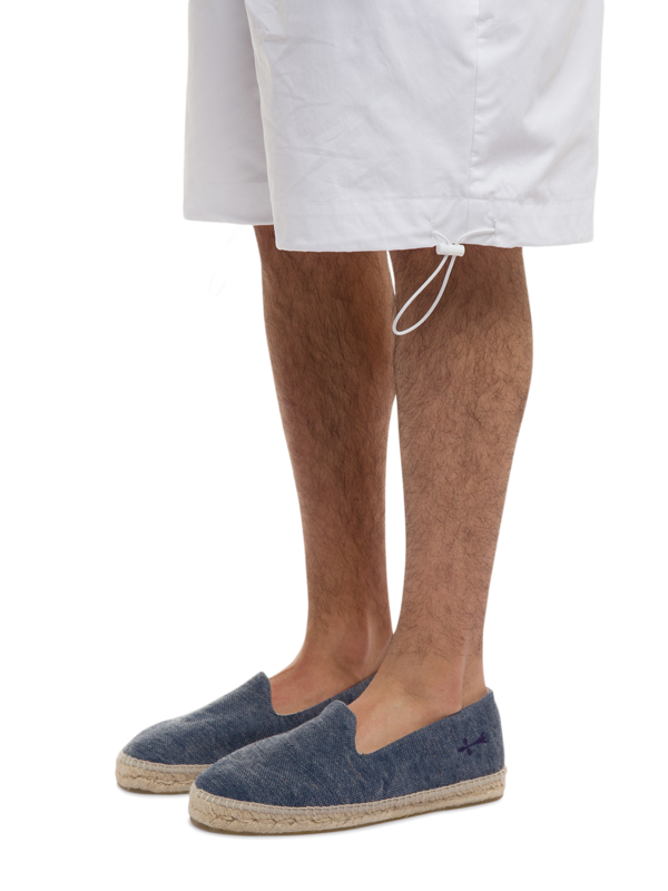 Denim Blue Espadrilles with Embossed Logo