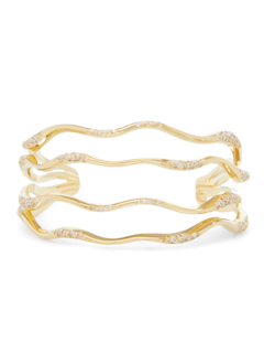 GOLD PLATED WAVES PAVE CUFF