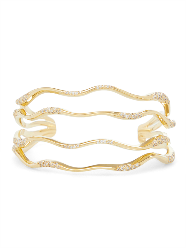 GOLD PLATED WAVES PAVE CUFF