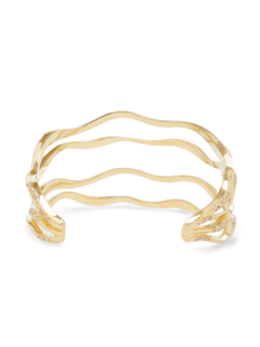 GOLD PLATED WAVES PAVE CUFF