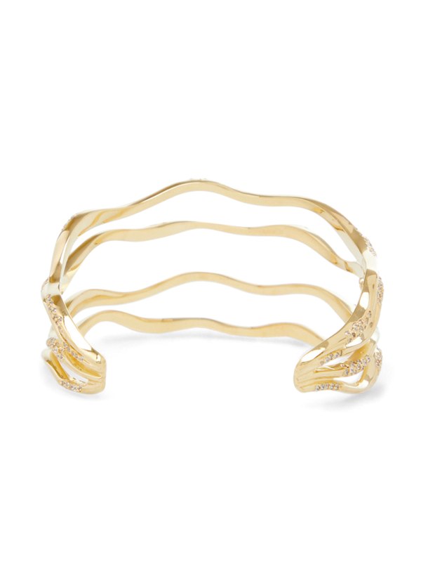 GOLD PLATED WAVES PAVE CUFF