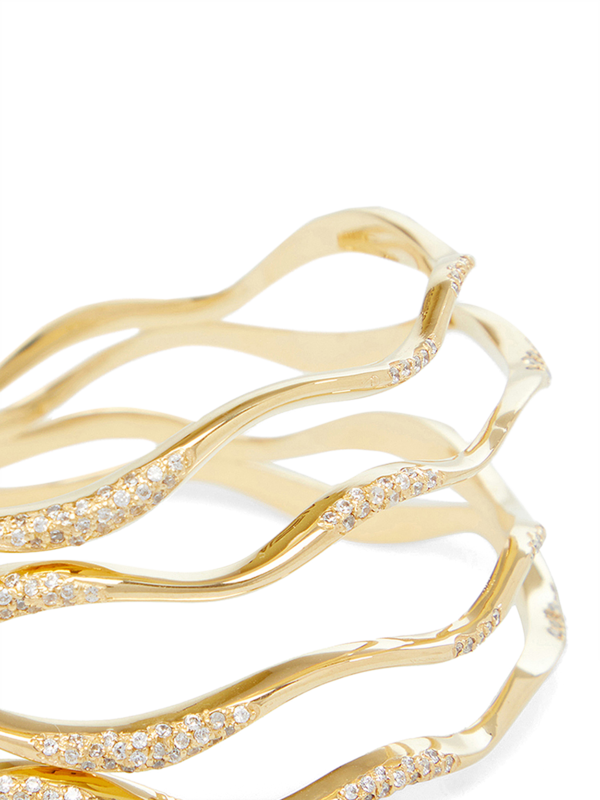 GOLD PLATED WAVES PAVE CUFF