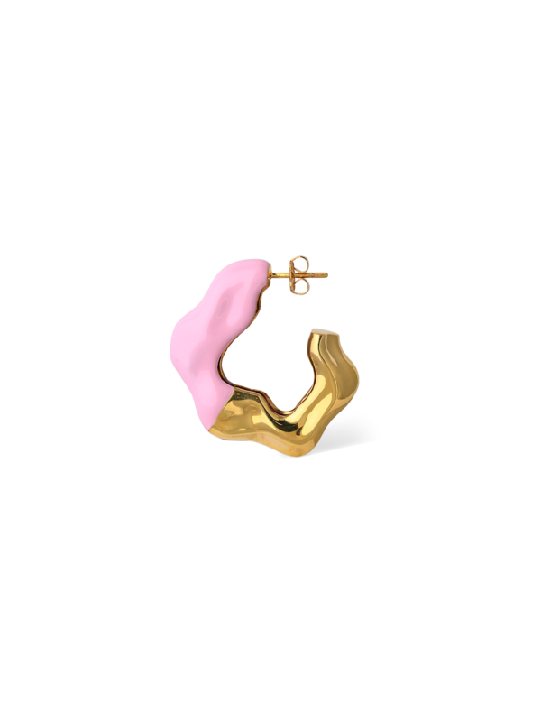 FEMININE WAVE HOOP EARRINGS WITH ENAMEL