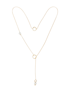 Crystal Pearl Long Snake Chain Necklace