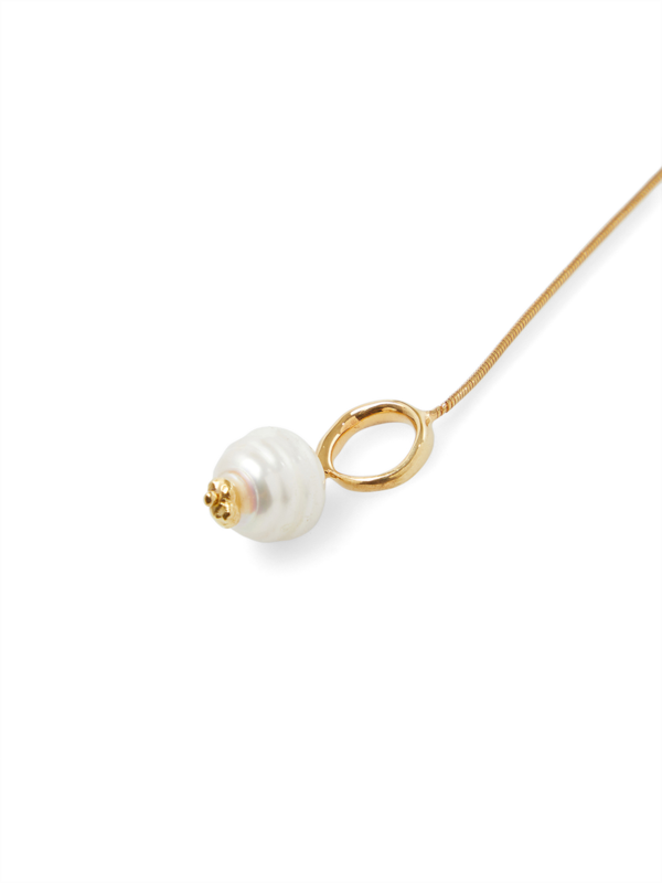 Crystal Pearl Long Snake Chain Necklace