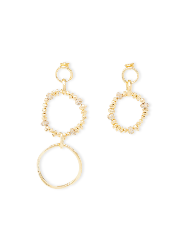 Asymmetrical Brass Pearl Statement Earrings