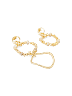 Asymmetrical Brass Pearl Statement Earrings