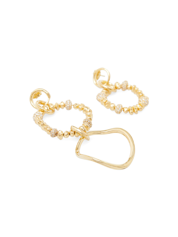 Asymmetrical Brass Pearl Statement Earrings