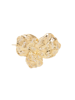 Gold Plated Pave Stones Hammered Brooch