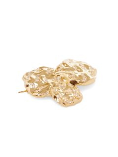 Gold Plated Pave Stones Hammered Brooch
