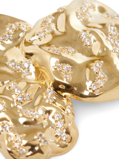 Gold Plated Pave Stones Hammered Brooch
