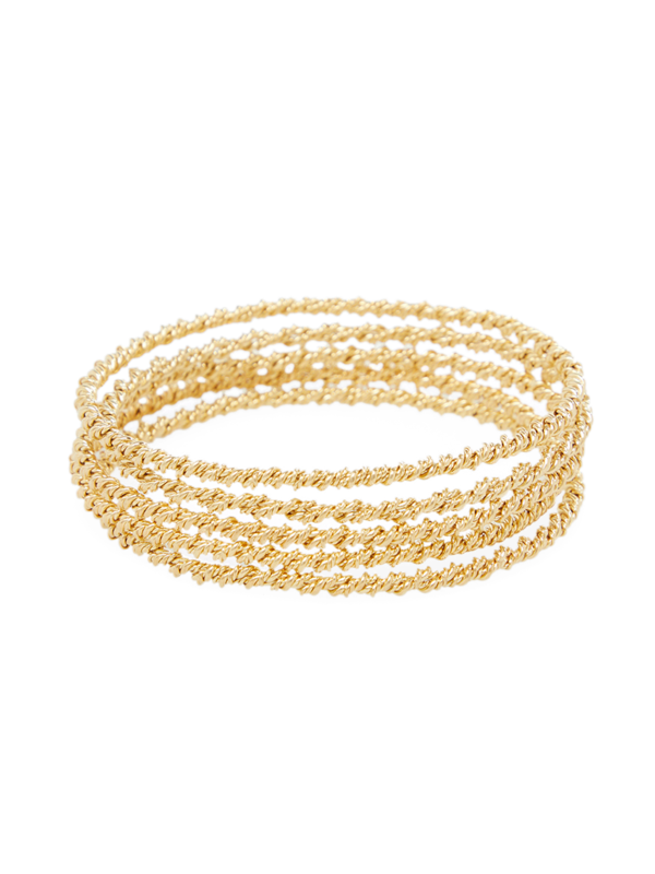 Gold Plated Twisted Bangles (Set of 5)