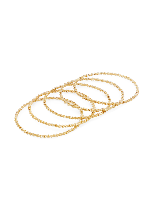 Gold Plated Twisted Bangles (Set of 5)