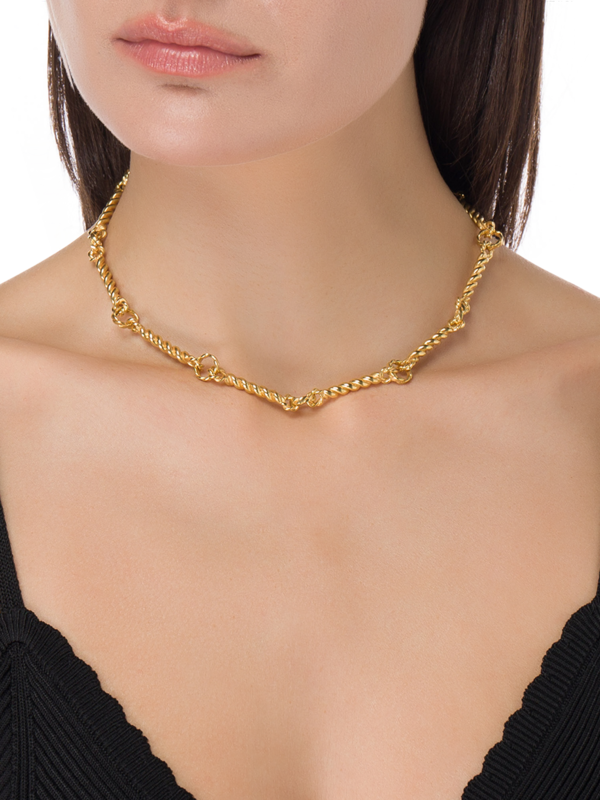 GOLD PLATED STATEMENT TWISTED WIRE NECKLACE