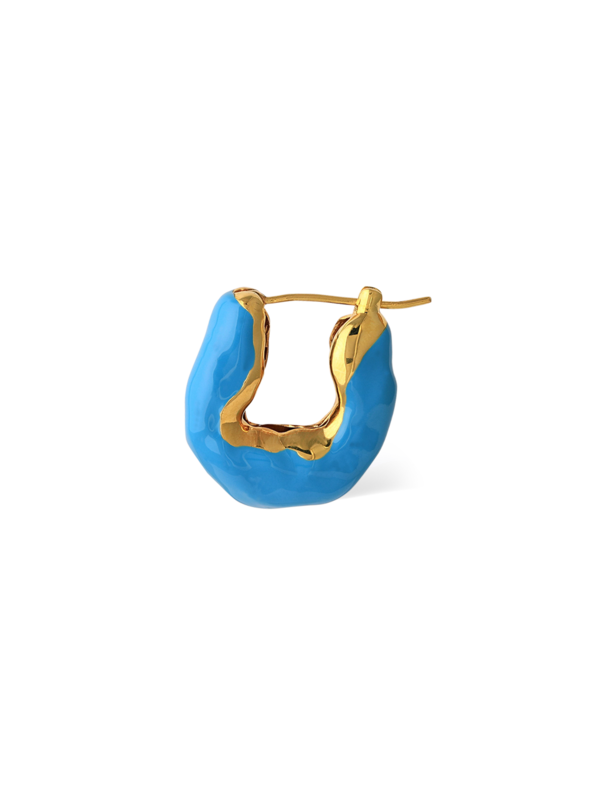 GOLD PLATED STATEMENT WAVES HOOP WITH ENAMEL