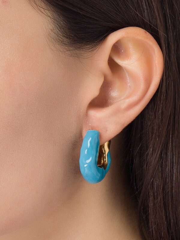 GOLD PLATED STATEMENT WAVES HOOP WITH ENAMEL