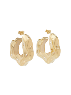 WAVES HOOP EARRINGS WITH MINI PEARLS