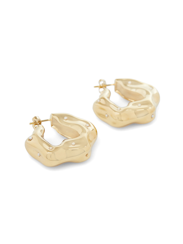 WAVES HOOP EARRINGS WITH MINI PEARLS