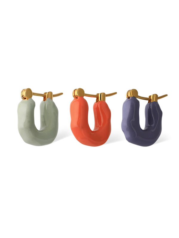 SET OF THREE MINI WAVE HOOPS WITH ENAMEL