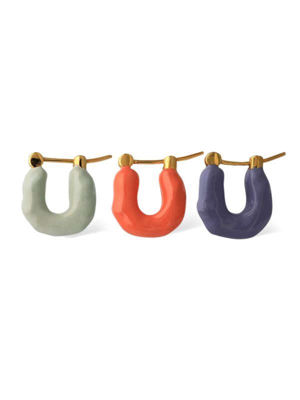SET OF THREE MINI WAVE HOOPS WITH ENAMEL