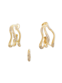 WAVES SET OF THREE PAVE HOOP EARRINGS