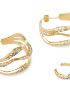 WAVES SET OF THREE PAVE HOOP EARRINGS