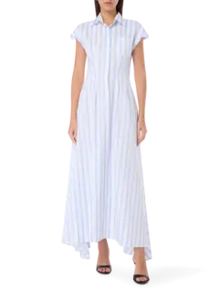 فستان بنمط قميص بدون أكمام من قماش الجاكار